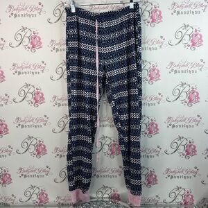 Emily & Jane pants winter theme Aztec pink white blue Patterned Lounge Pants